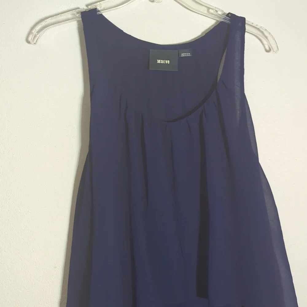 Maeve Women's Dress Navy Blue Tiered Layers Ruffle Romantic Girly‎ Medium